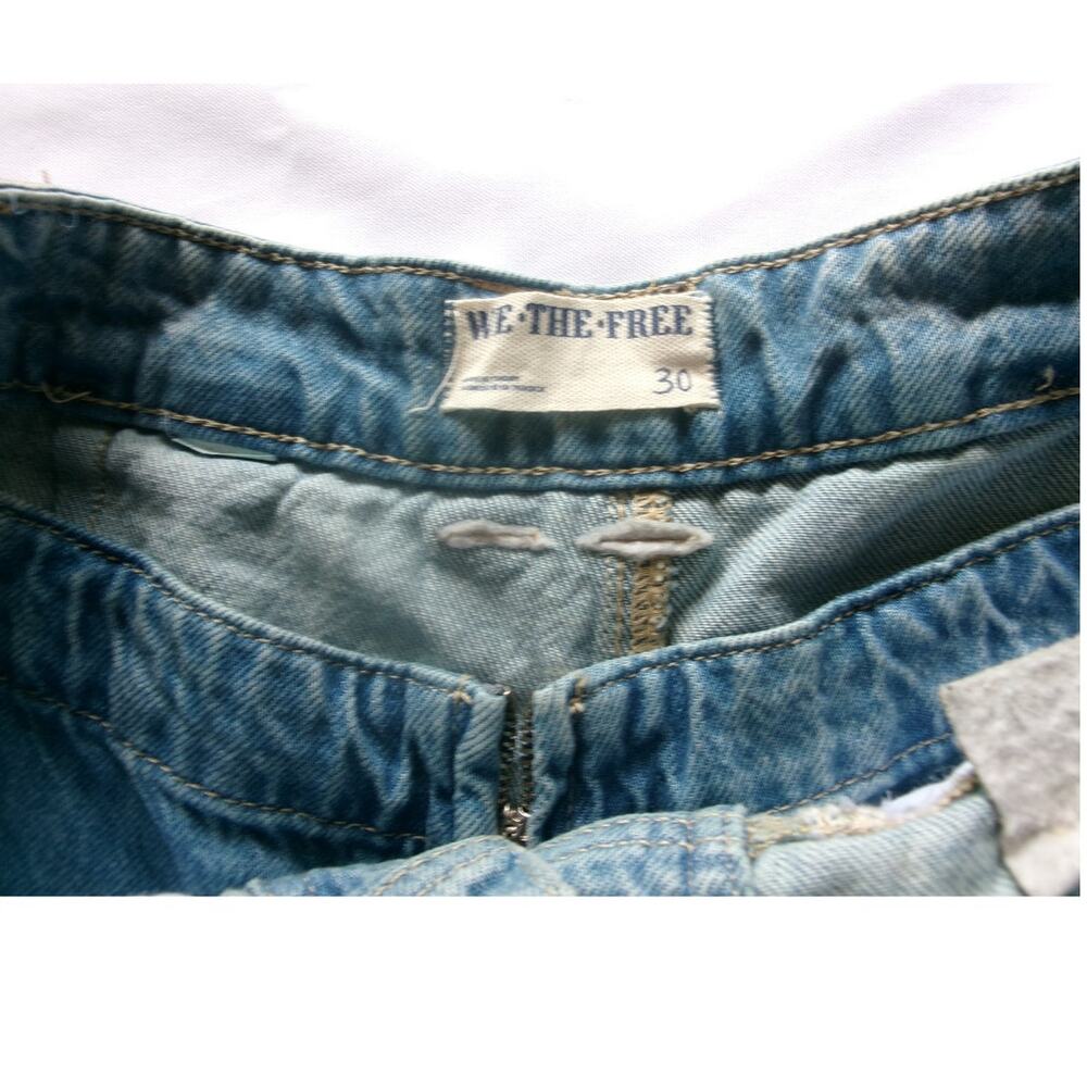 We The Free Free People Denim Skort Women's 30 Button Front Distressed Blue - Picture 2 of 7